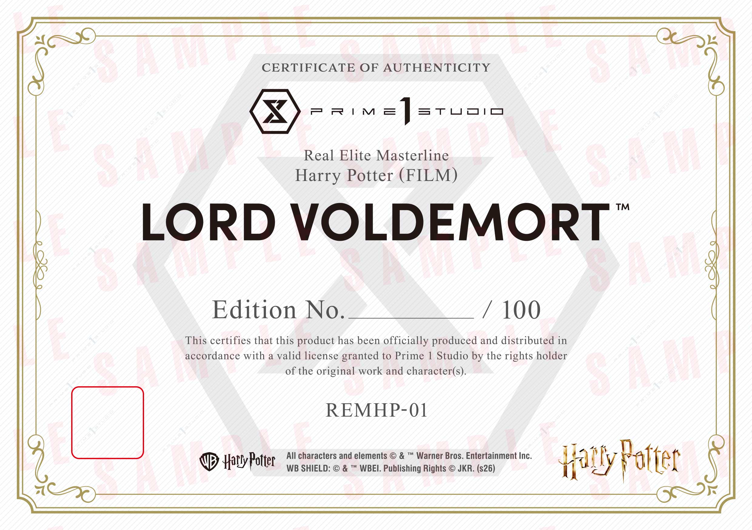 Certificate of Authenticity sample (REMHP-01)