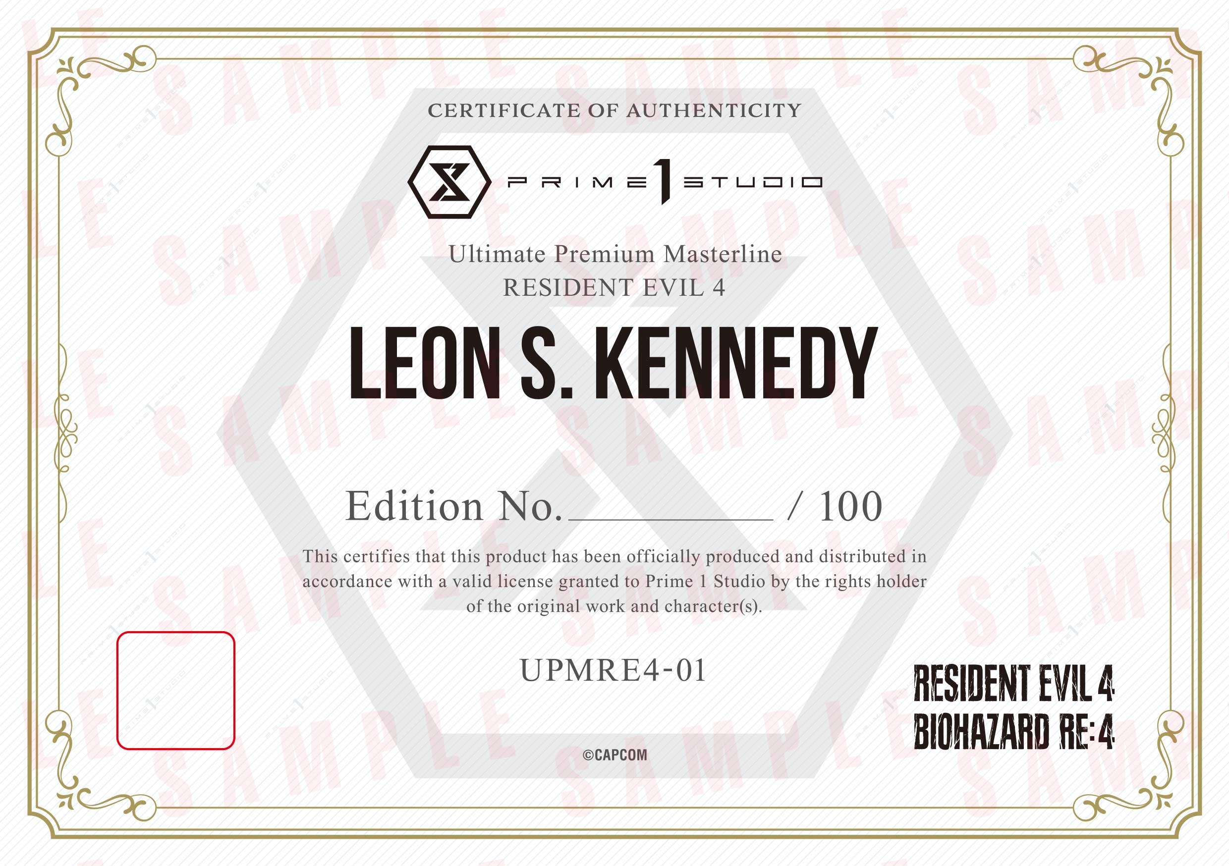 Certificate of Authenticity sample (UPMRE4-01)