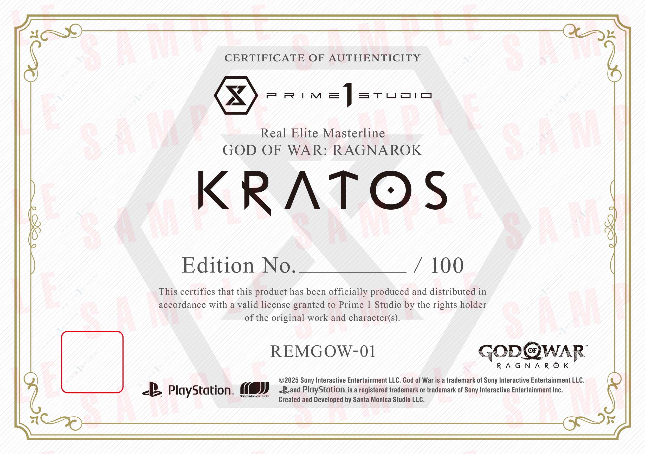 Certificate of Authenticity sample (REMGOW-01)
