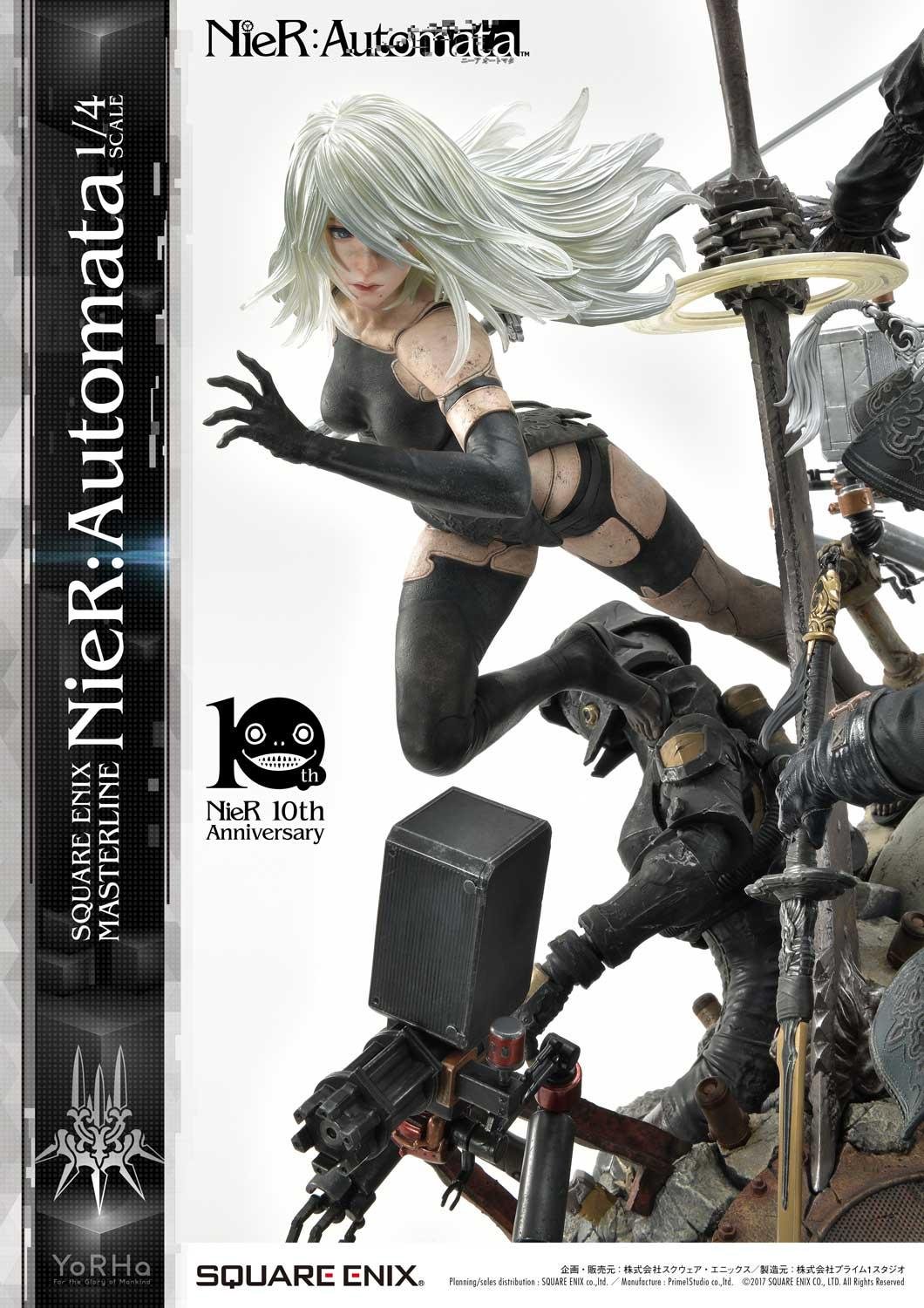 NieR: Automata Masterline Statue Featuring 2B, 9S, and A2 Revealed by Square Enix - Siliconera
