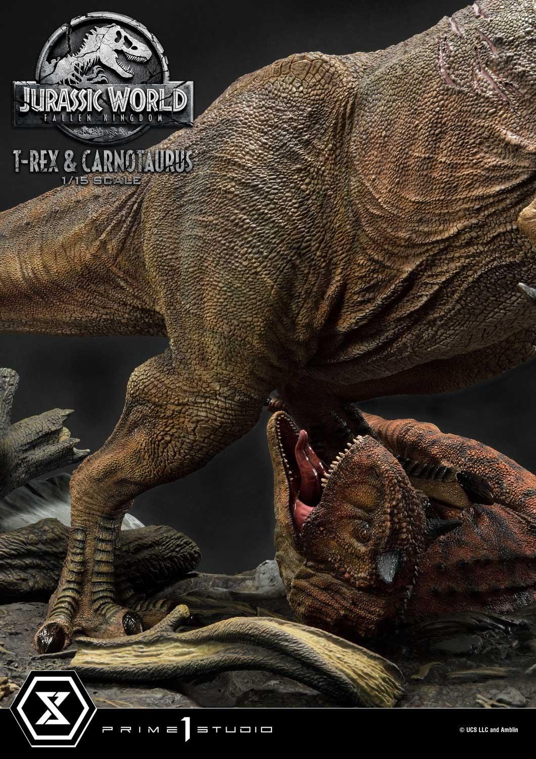 JURASSIC WORLD - T-Rex & Carnotaurus - Statuette '49x90x51cm' :  : Figurine Prime 1 Studio Jurassic Park